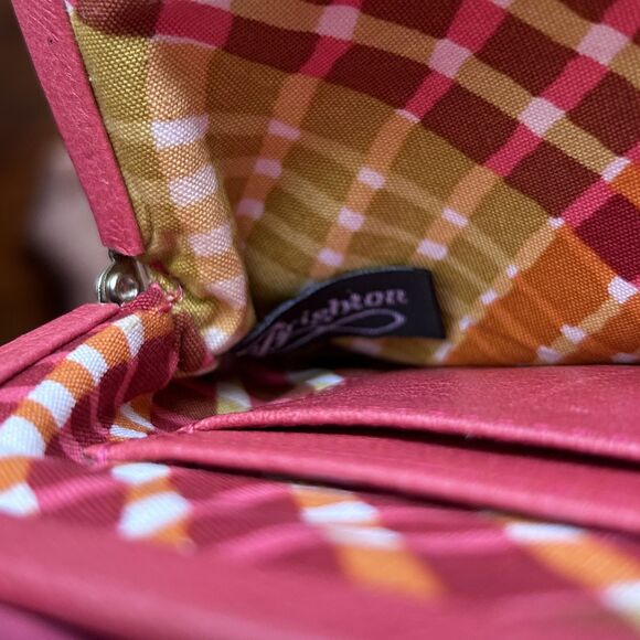 Brighton Rosalie Red Pink Patent Leather Flower Kiss Lock Crossbody Bag - Picture 5 of 13